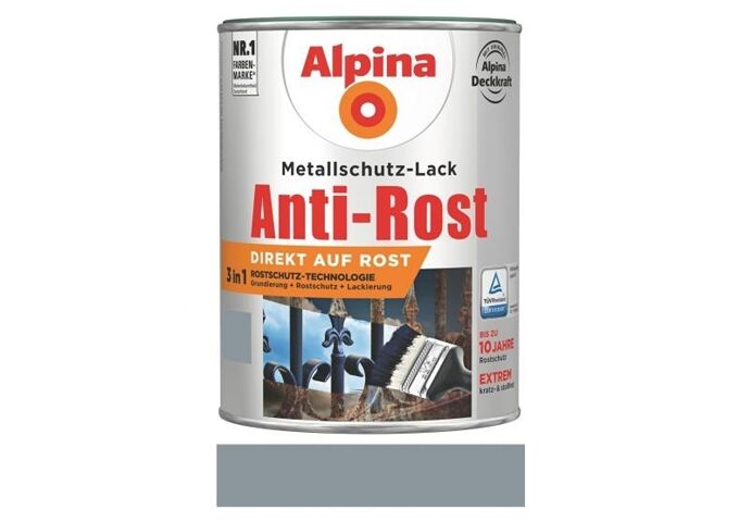 Alpina Anti Rost Glänzend 750 ml RAL 7001Hellgrau