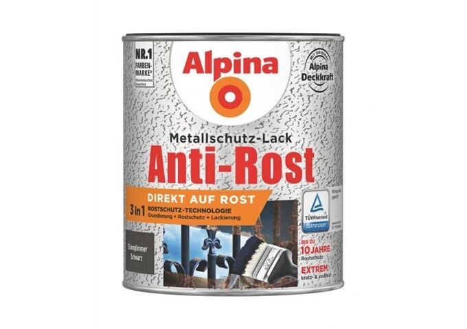 Alpina Anti Rost Eisenglimmer 750 ml ca. RAL 9005 Schwarz