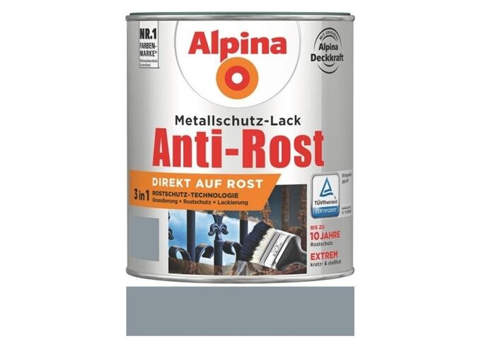 Alpina Anti Rost Glänzend 2,5 L RAL 7001 Hellgrau