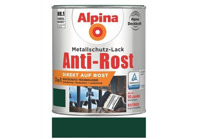 Alpina Anti Rost Glänzend 2,5 L RAL 6005 Dunkelgrün