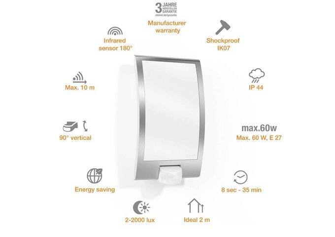 Steinel Sensor Außenleuchte L22S max. 60 Watt/E27, ohne LM