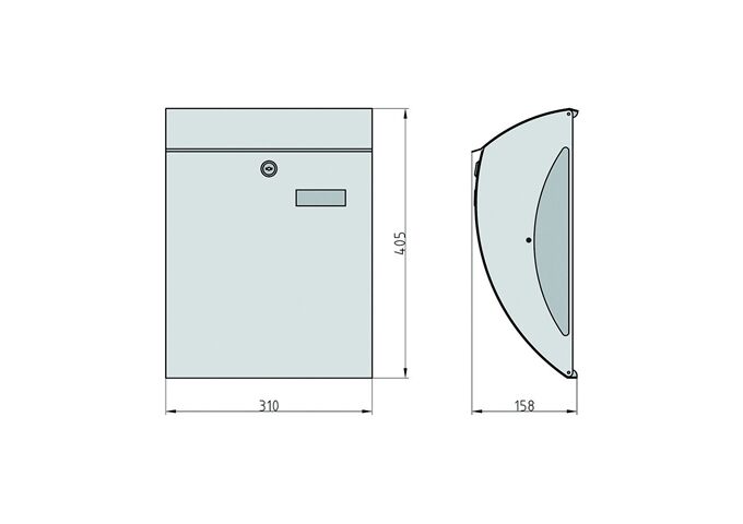  BK 2000 Briefkasten, Stahl silber, 2 Schlüssel