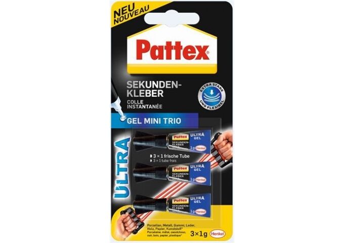 Pattex Sekundenkleber Mini Trio Gel3 x 1 g