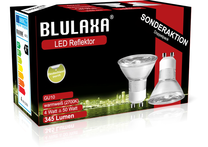 Blulaxa LED SMD Lampe PAR16 GU10 4W 345 lmWW 36 Doppelpack