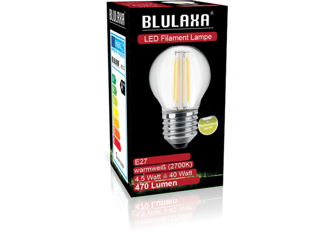 Blulaxa LED Filament Lampe G45 E27 4,5W 470lm WW