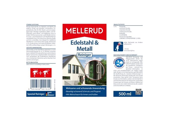 Mellerud Edelstahl & Metall Reiniger 0,5 L
