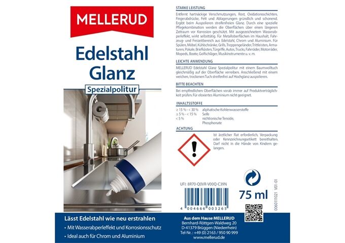 Mellerud Edelstahl Glanz Spezialpolitur 75 ml