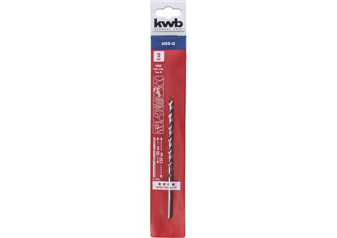 KWB HSS-Spiralbohrer DIN340 lang D5.0mm