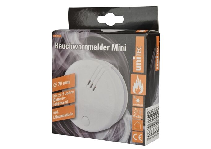  uniTEC Rauchmelder Mini Ø7cm incl.3xLithiumknopfze