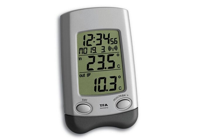 TFA Funk-Thermometer WAVE grau 115x70 mm