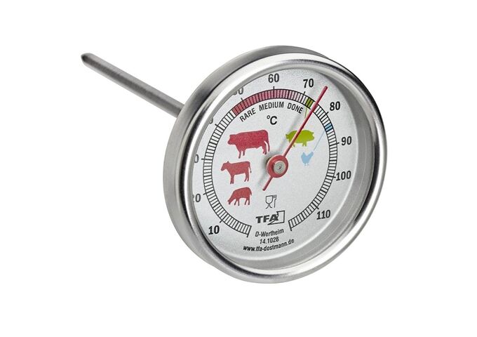 TFA Braten-Thermometer Edelstahl, Ø 51x 177 mm