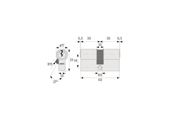 Abus Profilzyliner E30NP 40/55 B/SB, mit5 Schlüssel