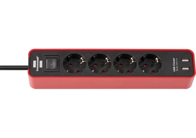 Brennenstuhl Ecolor Steckdosenleiste rot/sw 4fach +USB 1,5m H05