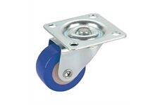 Dörner&Helmer Lenkrolle PA-PU-Rad 30x14mm GL, blau, m.Platte 40x