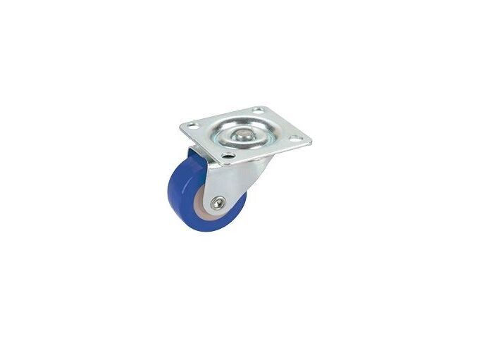 Dörner&Helmer Lenkrolle PA-PU-Rad 30x14mm GL, blau, m.Platte 40x