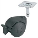 Dörner&Helmer Doppelrolle 50 mm KS-schwarz Pl.37x37 mm, Feststel