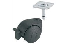 Dörner&Helmer Doppelrolle 50 mm KS-schwarz Pl.37x37 mm, Feststel