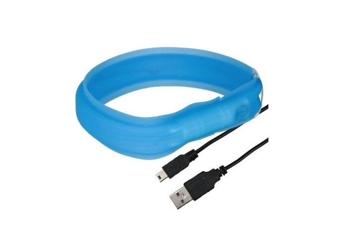 Trixie Flash Leuchtband USB L-XL ; 70 cm/17 mm blau