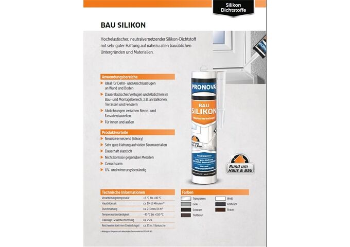 Pronova PN Bau-Silikon 300 ml, Anthrazit