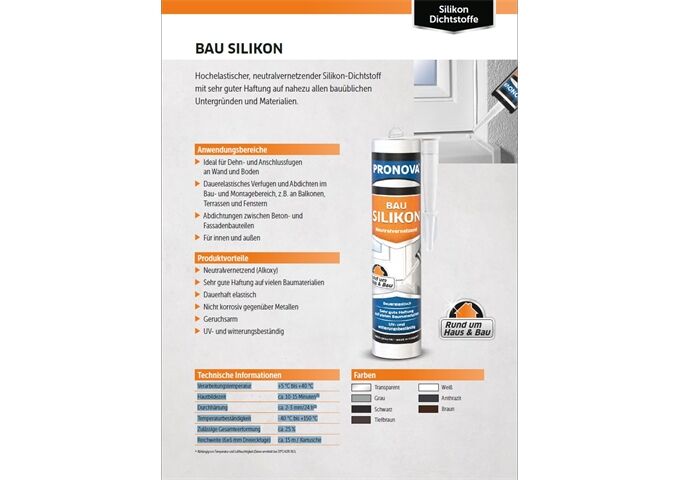 Pronova PN Bau-Silikon 300 ml, Schwarz