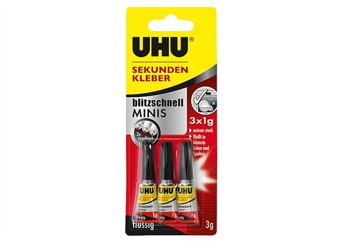 UHU Sekundenkleber Minis flüssig 3x1g ohne Box