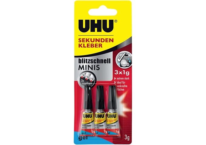 UHU Sekundenkleber Minis gel 3x1g ohne Box