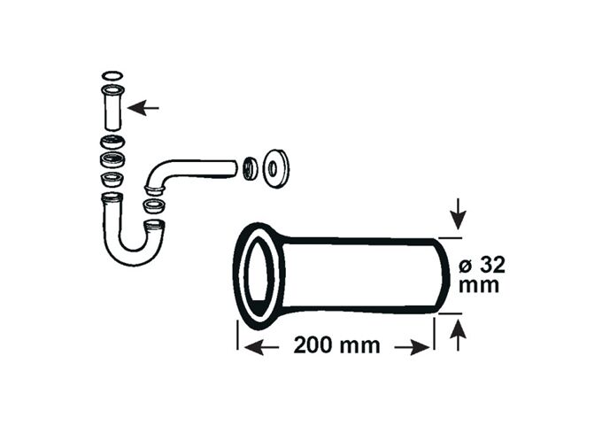  Wandrohr 11/4 ´ ´ x 290 mm ger., chrom