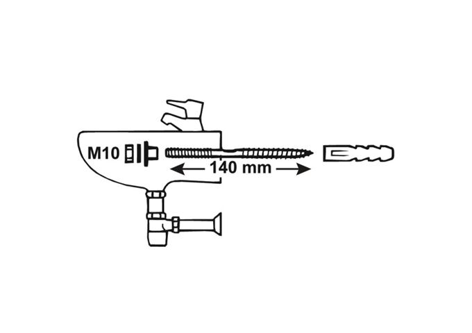  Waschtischbefestigung M10 x 140 mm