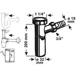 Cornat Verstellrohr mit Abwasseranschluß 1 1/4", chrom