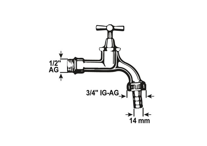  Auslaufventil 1/2 ´ ´ Knebel MS poliert