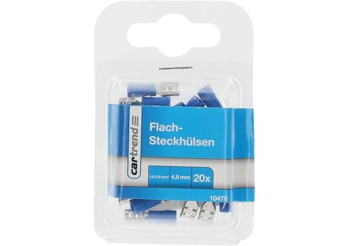 Cartrend Flachsteckhülsen-Set Blau 4,8 mm, 20-teilig