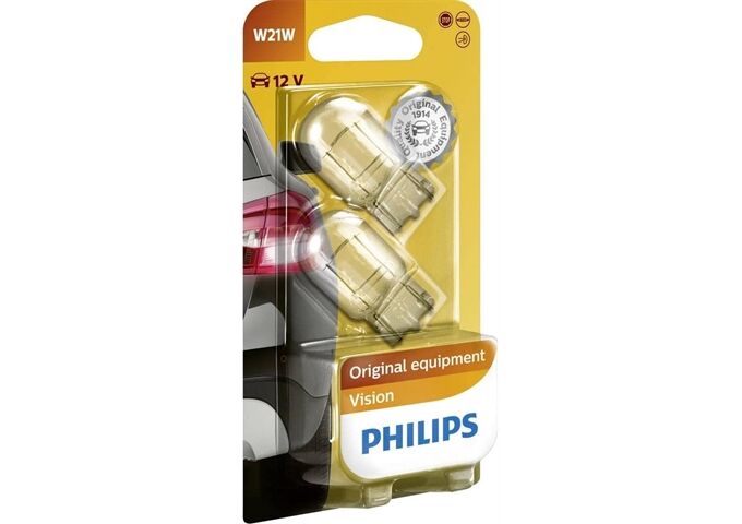 PHILIPS Glassockellampe W21W, 2-er Set Blister