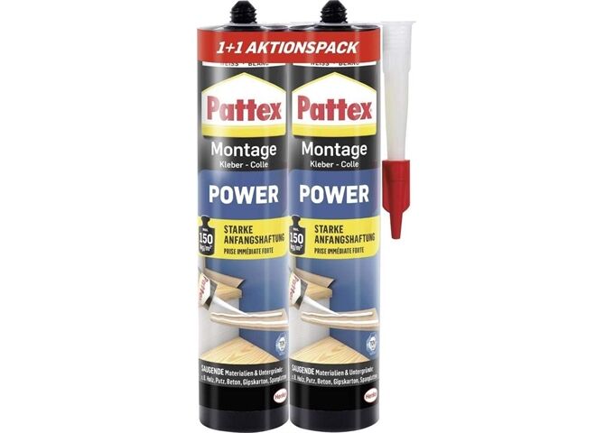 Pattex Montage Power Montagekleber weiß 1+1 x 370 g