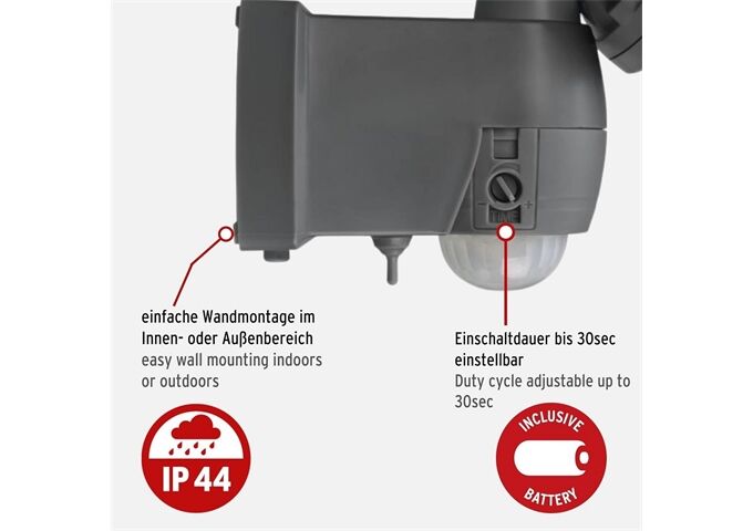 Brennenstuhl Batterie LED Strahler LUFOS 440lm,5000K, PIR, IP44