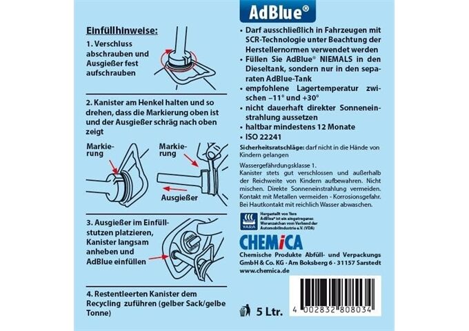 Chemica AdBlue 5 L mit Ausgießer