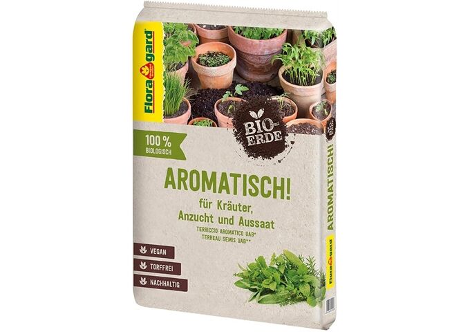 Floragard BIO AROMATISCH Kräuter/Aussaaterde, torffrei, 10 L