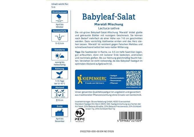 Kiepenkerl Babyleaf-Salat Maraldi Misch. Saatband
