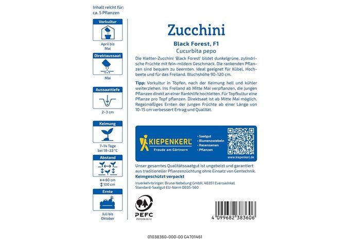 Kiepenkerl Zucchini Black Forest