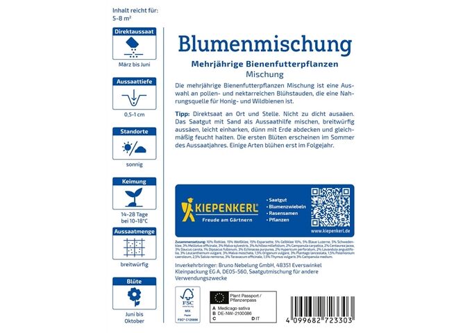 Kiepenkerl Blumenmischung Mehrjährige Bienenfutterpflanzen