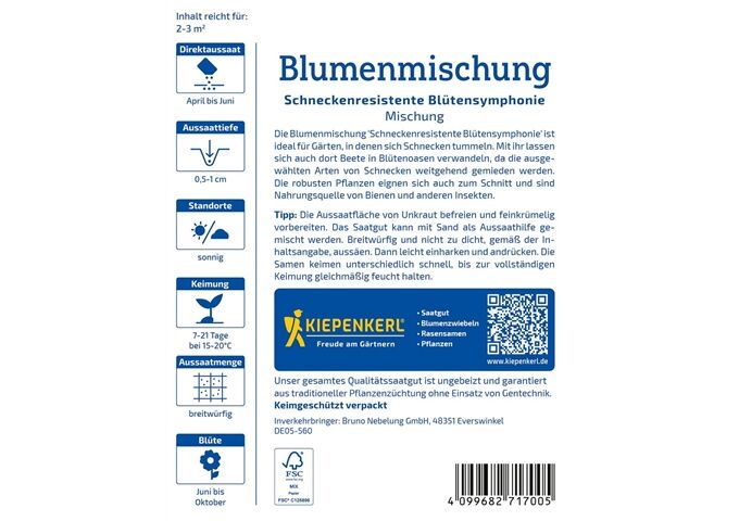 Kiepenkerl Blumenmischung Schneckenresi. Blütensymphonie