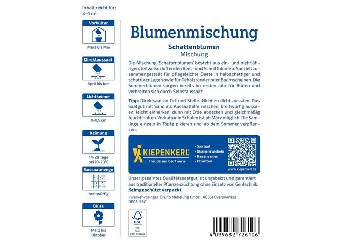 Kiepenkerl Blumenmischung Schattenblumen