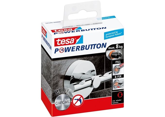 Tesa Powerbutton Haken Deluxe, rund, glänzend