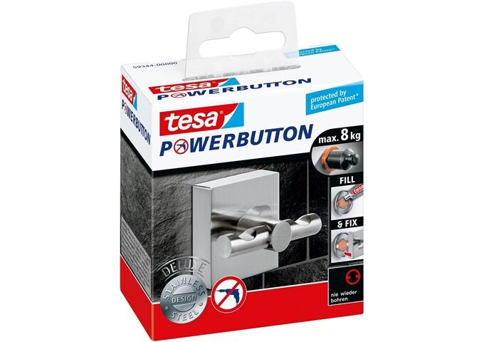 Tesa Powerbutton Haken Deluxe, eckig, matt
