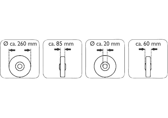 pro-bau-tec PU Rad 260x85mm/3.00-4 auf KS Felge