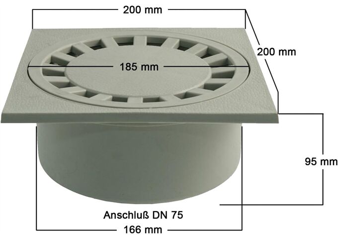Marley Bodenablauf Flacheinbau aus PP Anschl.an HT DN 75,