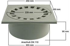 Marley Bodenablauf Flacheinbau aus PP Anschl.HT DN 110,25