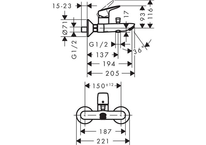 hansgrohe Logis Einhebel-Wannenmischer, chrom