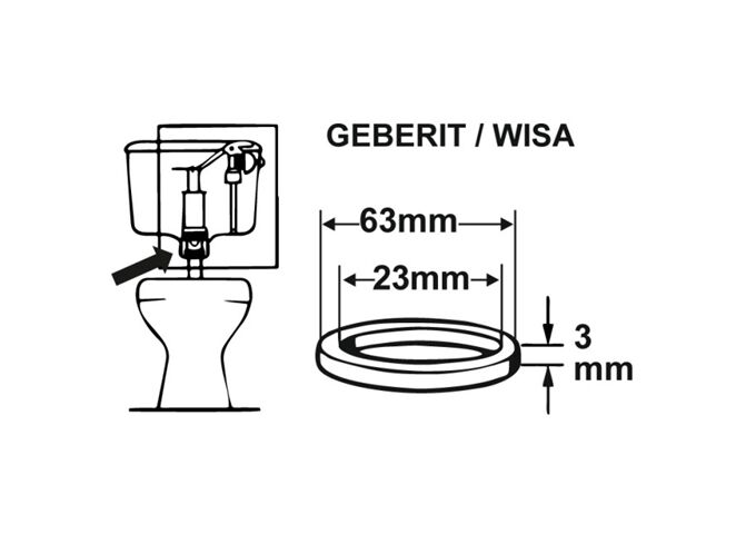 Cornat Ablaufdichtung für Geberit Spülkasten, 23x63x3mm