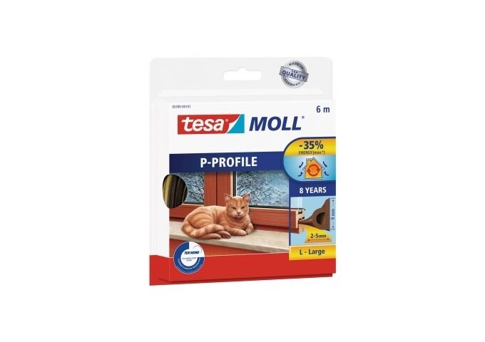 Tesa moll P-Profil - Gummi braun, 6m für Spalten v