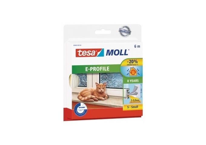  tesa moll E-Profil - Gummi weiss, 6m für Spalten v